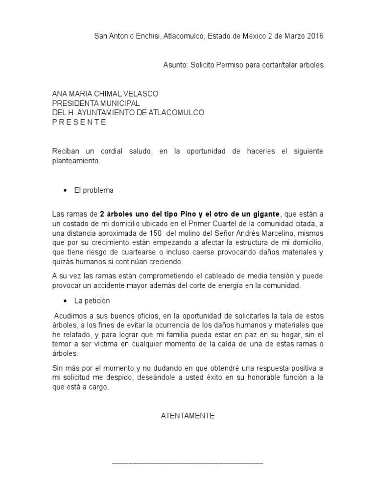 Permiso de poda de árboles oficial