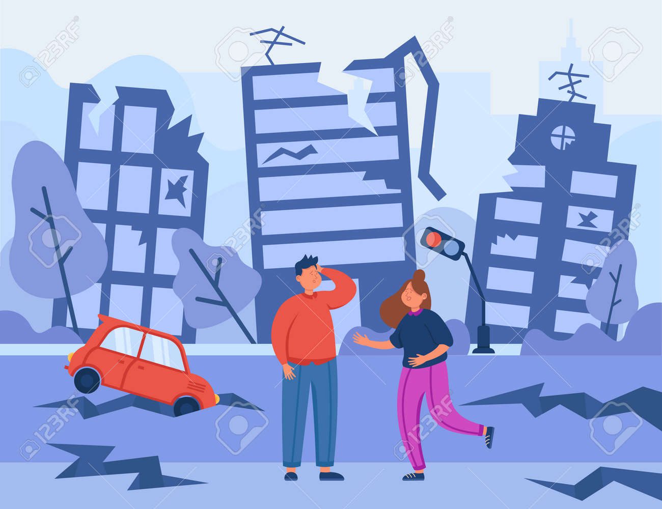 Personas corriendo en medio de un desastre