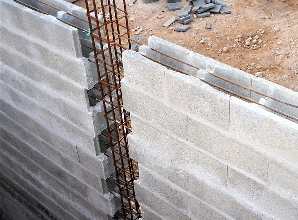 Muro de bloques de hormigón construcción