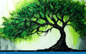 arbol con hojas verdes y eternamente vibrante