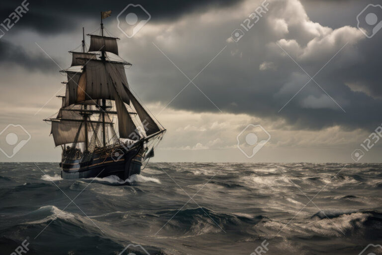 barco navegando en aguas oscuras y tormentosas