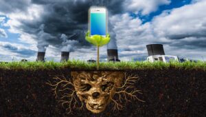 Cuáles son los impactos ambientales de las computadoras 6 computadora rodeada de elementos naturales y contaminantes