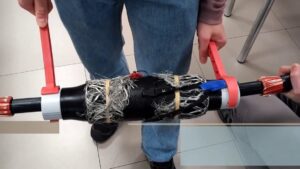dos cables de media tension empalmados correctamente