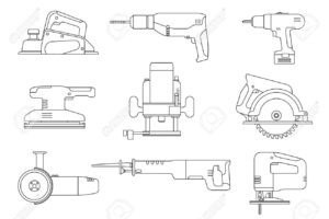 iconos de herramientas de dibujo y electricidad