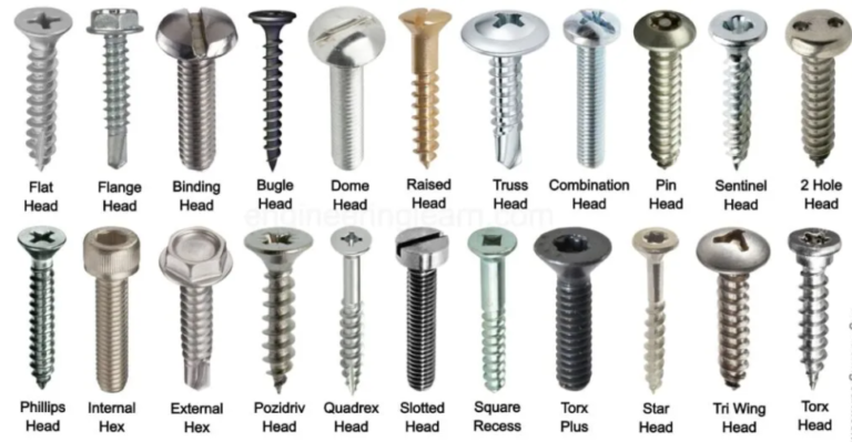 imagen de diferentes tipos de tornillos