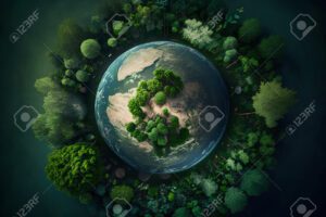 imagen de la tierra rodeada de vegetacion