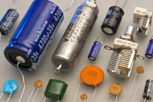 imagen de un capacitor de audio con circuitos electronicos