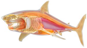 imagen de un tiburon con esqueleto detallado