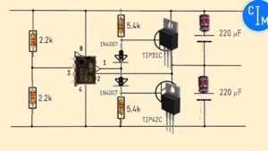 imagen de una fuente simetrica con bateria de 12v
