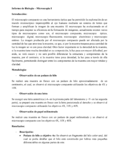 informe de laboratorio de biologia microscopia al detalle