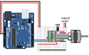 Controla un motor paso a paso con precisión usando un potenciómetro 16 mano girando potenciometro junto a un motor paso a paso