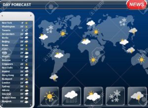 mapa del tiempo con simbolos y pronostico climatico