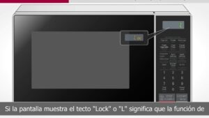 microondas encendido con un signo de interrogacion