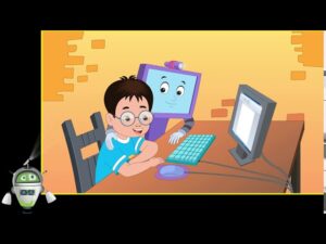 nino usando una computadora con wordpad