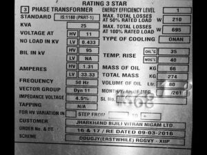 placa de datos de transformador trifasico
