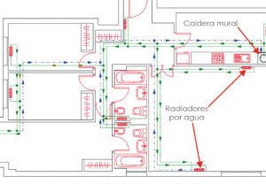 plano de una instalacion de fontaneria residencial