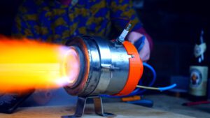turbina a reaccion casera en funcionamiento