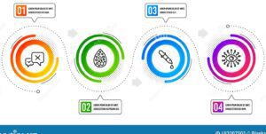 una linea del tiempo con iconos cientificos y tecnologicos